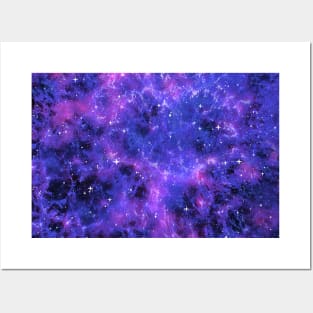 Purple Blue Nebula with Stars Digital Painting Posters and Art